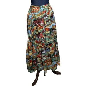 Fall pumpkin print skirt womans cottagecore farm harvest festival Sizes S-Large